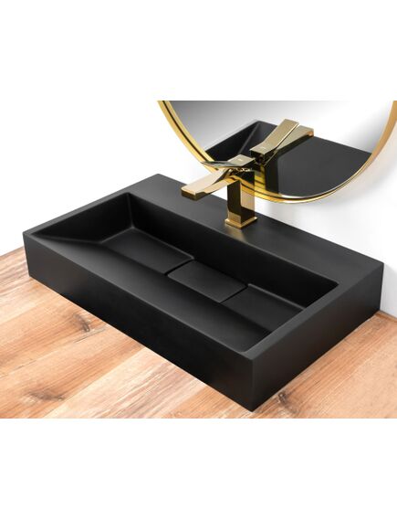 Rea Sanitary UMYWALKA KONGLOMERATOWA NABLATOWA GOYA BLACK MAT 60CM, 4 image