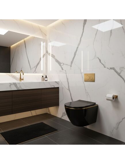 Rea Sanitary Misa WC podwieszana Rea Carlo Mini Tornado Black Gold Egde, 6 image