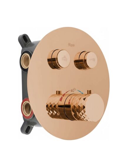 Rea Sanitary Zestaw natryskowy podtynkowy z termostatem Rea Lungo Diamond Miedziany + BOX, 4 image