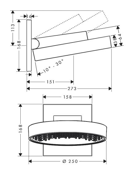 Hansgrohe Rainfinity 250 1jet augšējā duša, pie sienas stiprināma, hroms - gab., 2 image