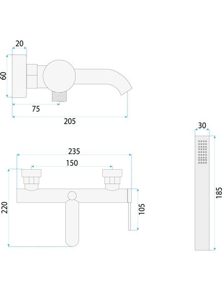Rea Sanitary Bateria wannowa REA SPOT Nikiel Szczotkowany, 5 image
