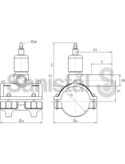 Glynwed EM sedls ar aizbīdni un pagarināto atzaru 90/63 DAV - gab., 2 image