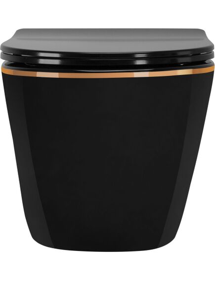 Rea Sanitary Misa WC podwieszana Rea Carlo Mini Tornado Black Gold Egde, 3 image