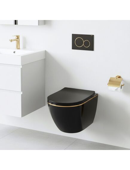 Rea Sanitary Misa WC podwieszana Rea Carlo Mini Tornado Black Gold Egde, 2 image