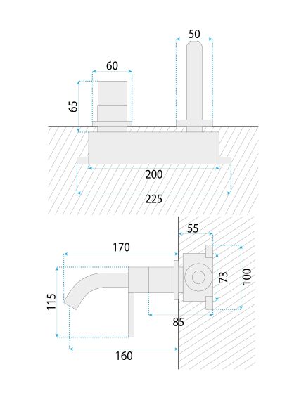 Rea Sanitary Bateria Umywalkowa Podtynkowa Rea Foster Nikiel Szczotkowany, 4 image