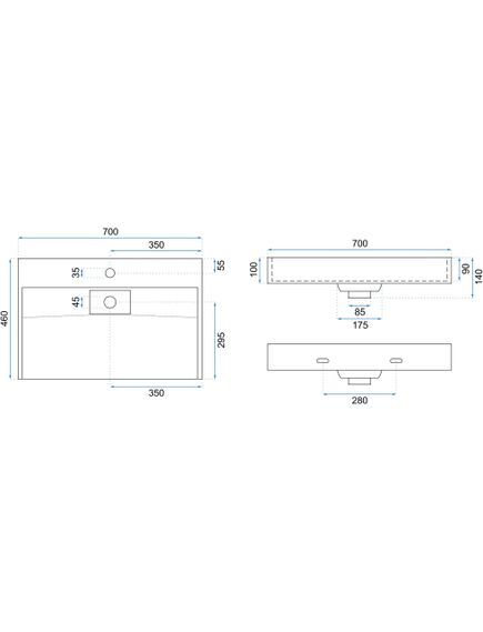 Rea Sanitary UMYWALKA KONGLOMERATOWA NABLATOWA GOYA 70cm + Stelaż, изображение 5