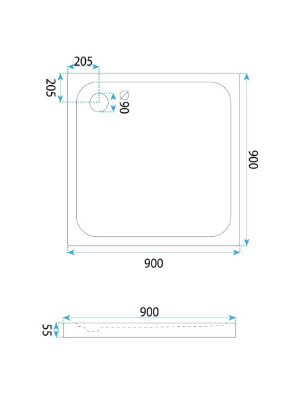 Rea Sanitary Brodzik prysznicowy akrylowy Rea Belmond biały 90x90, 5 image