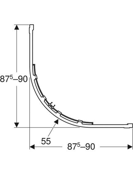 Geberit GEO ieapaļa stūra dušas kabine: 87.5-90x87.5-90x190cm, R550, sudraba krāsas / Caurspīdīgs stikls - gab., изображение 3