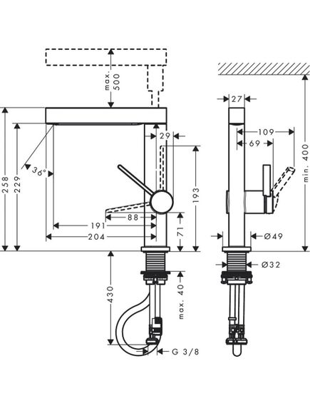 Hansgrohe Finoris 230 2jet izlietnes maisītājs ar izvelkamu dušu, ar push-open, hroms - gab., 4 image