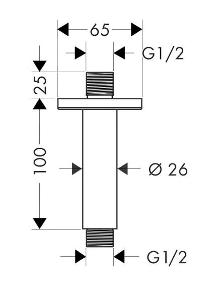 Hansgrohe Vernis Shape dušas galvas turētajs, no griestiem 10cm, melns - gab., 2 image