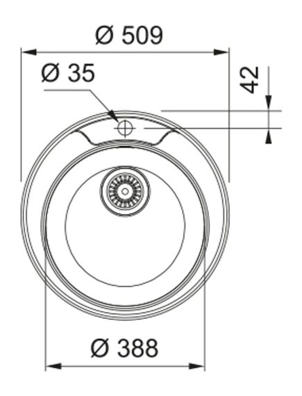 Franke RON 610-39 Ø509 mm, nerūsējošā tērauda iegriežama izlietne ar manuālo 3½'' ventili, ir caurums maisītājam - gab., 2 image