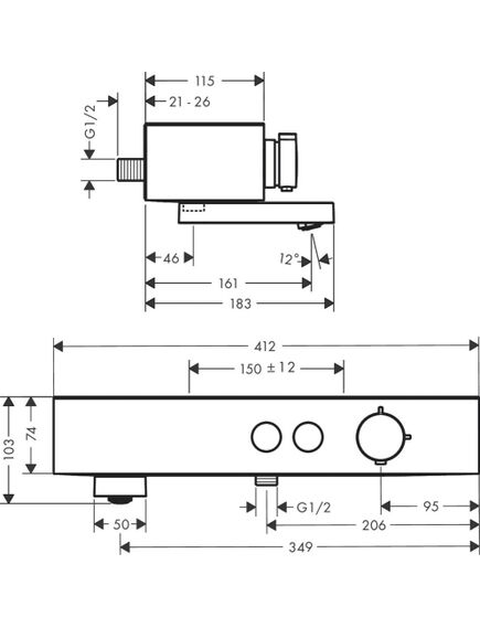 Hansgrohe ShowerTablet Select 400 vannas termostats, hroms - gab., 2 image