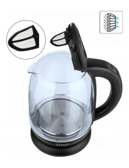 Zilan ZLN 3956 elektriskā tējkanna, 2200 W, 1,7 l, temperatūras kontrole, LED apgaismojums, stikla k, 4 image