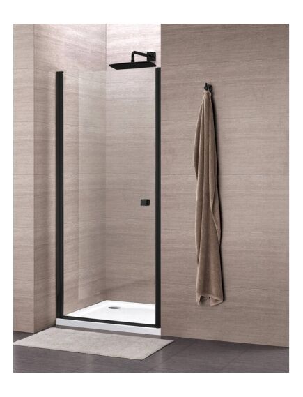 City Dušo durys MESINA black D-90, su atraminiu profiliu