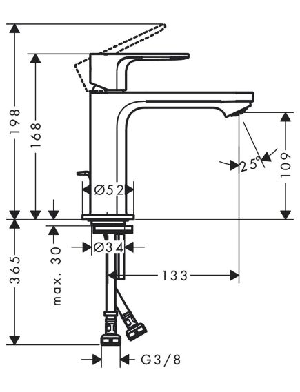 Hansgrohe Rebris S 110,izlietnes maisītājs ar pop-up, hroms - gab., 3 image