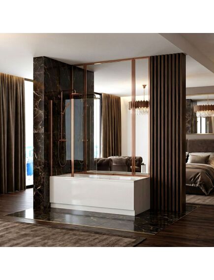 Rea Sanitary Parawan Rea Agat-2 100 Nawannowy Składany Miedź Szczotkowana, 4 image