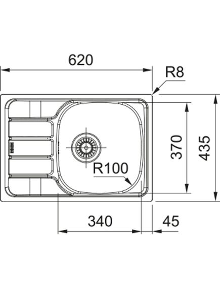 Franke SKN 611-62/44 Nerūsējošā tērauda iegriežama izlietne ar manualu ventīli 3½'' - gab., 2 image