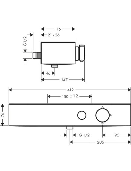Hansgrohe ShowerTablet Select 400 dušas termostats, matēts melns - gab., 2 image