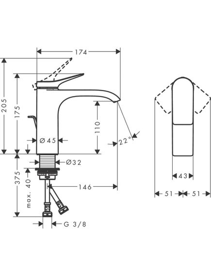 Hansgrohe Vivenis 110 izlietnes maisītājs, ar pop-up, hroms - gab., 3 image