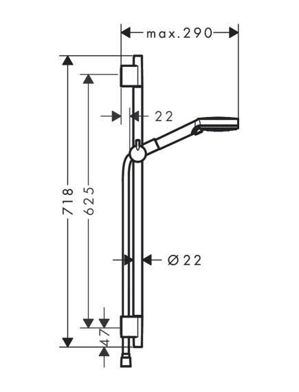 Hansgrohe Vernis Blend Vario 100 II dušas komplekts, EcoSmart, 650 mm, 1600 mm, matēts melns - gab., изображение 2