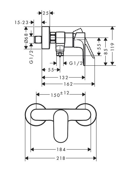 Hansgrohe Rebris S dušas maisītājs, hroms - gab., 2 image