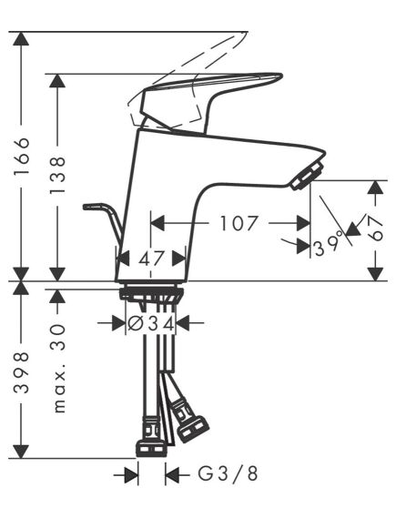 Hansgrohe Izlietnes maisītājs Logis 70 CoolStart, ar pop-up,matets melns - gab., 2 image