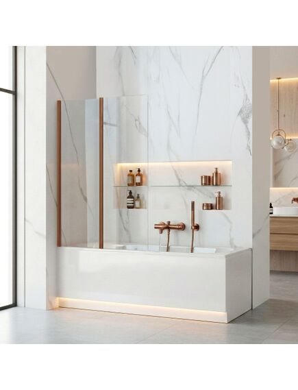 Rea Sanitary Parawan Rea Agat-2 100 Nawannowy Składany Miedź Szczotkowana, 3 image