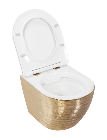 Rea Sanitary Misa WC podwieszana Carlo Flat złota szczotkowana, изображение 5