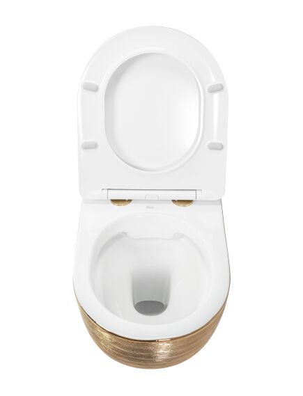 Rea Sanitary Misa WC podwieszana Carlo Flat złota szczotkowana, изображение 4