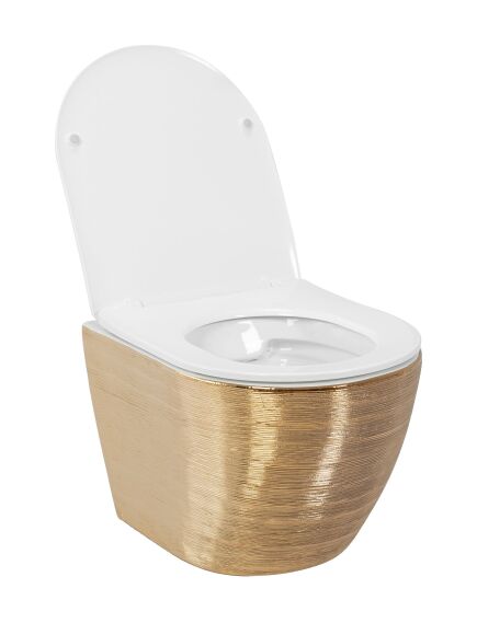Rea Sanitary Misa WC podwieszana Carlo Flat złota szczotkowana, изображение 3
