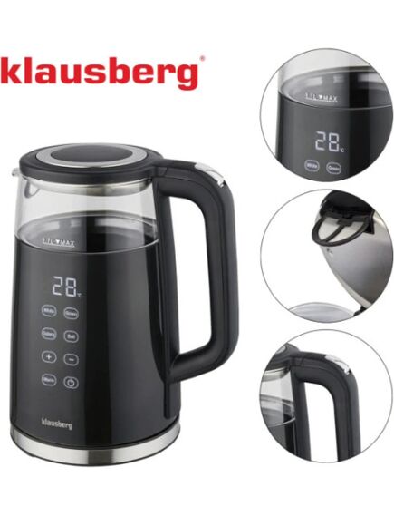 Klausberg Elektriskā tējkanna Klausberg KB 7894 ar LED paneli temperatūras regulēšanai 1.7L jauda 2200W, 5 image