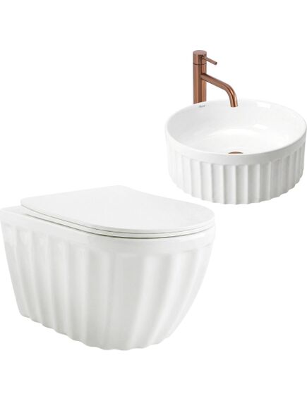 Rea Sanitary Zestaw Misa WC Duo podwieszana + Umywalka nablatowa Rea Duo White, изображение 2