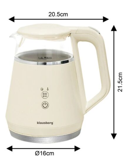 Klausberg Elektriskā tējkann Klausberg KB 7893 no stikla ar LED paneli, tilpums 1,0L un jauda 1100W, 3 image