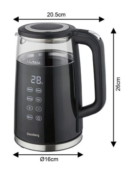 Klausberg Elektriskā tējkanna Klausberg KB 7894 ar LED paneli temperatūras regulēšanai 1.7L jauda 2200W, 4 image