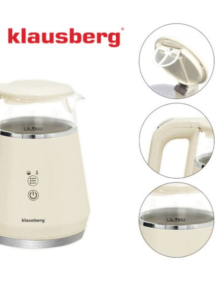 Klausberg Elektriskā tējkann Klausberg KB 7893 no stikla ar LED paneli, tilpums 1,0L un jauda 1100W, 4 image