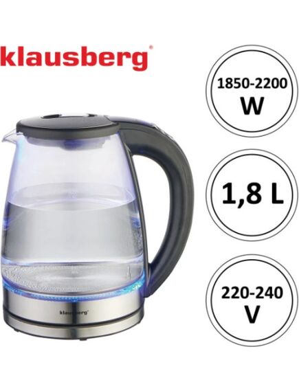 Klausberg Электрический чайник Klausberg KB 7887 с дисплеем температуры, объем 1,8 л, мощность 2200 Вт., изображение 3