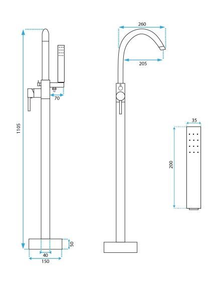 Rea Sanitary Bateria wannowa Rea MONO Złota, изображение 5