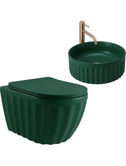 Rea Sanitary Zestaw Misa WC Duo podwieszana + Umywalka nablatowa Rea Duo Matcha Matt, 2 image