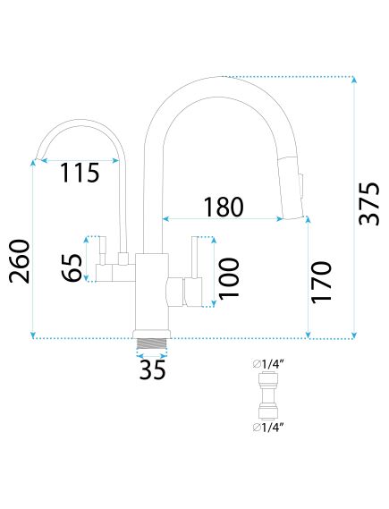 Rea Sanitary Bateria kuchenna Rea Eco Fresh Miedź Szczotkowana, изображение 5