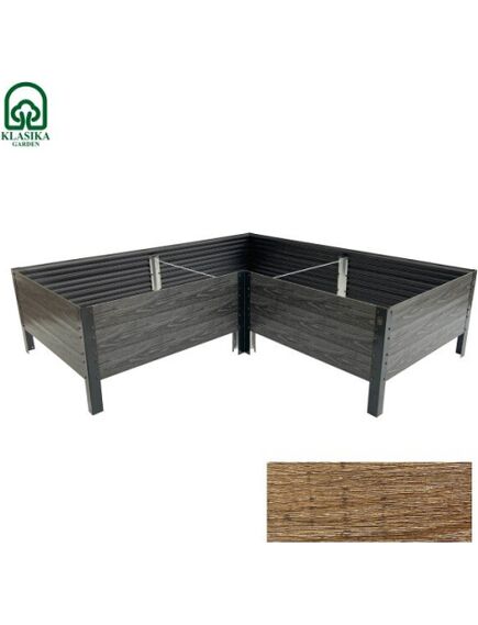 Paaugstinātā dārza dobe KLASIKA Woodlook L – formas, brūna: 146x146x30 cm