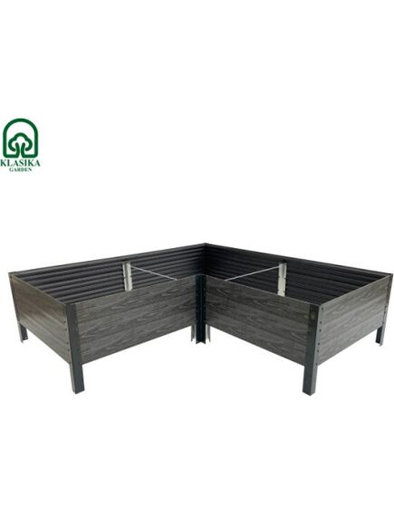 Paaugstinātā dārza dobe KLASIKA Woodlook L – formas, pelēka: 146x146x30 cm, 2 image