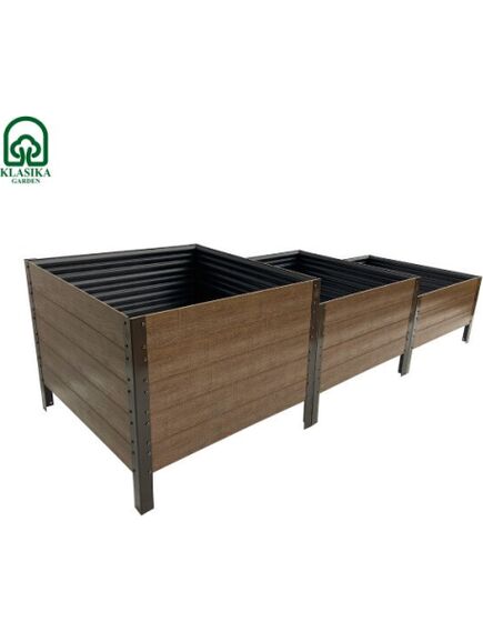 Paaugstinātā dārza dobe KLASIKA Woodlook trepjveida pelēka 225x75 cm, h-50-40-30 cm, 3 image