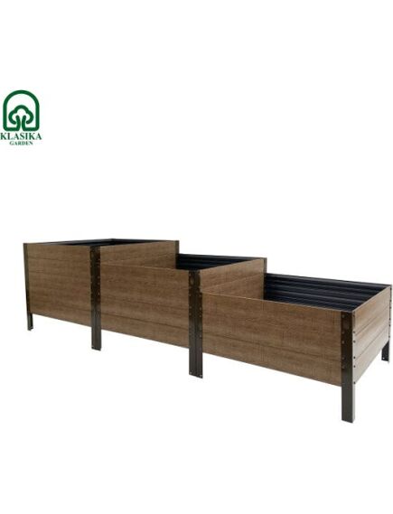 Paaugstinātā dārza dobe KLASIKA Woodlook trepjveida brūna 225x75 cm, h-50-40-30 cm, 2 image
