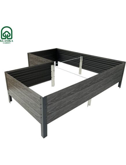 Paaugstinātā dārza dobe KLASIKA Woodlook L – formas, pelēka: 146x146x30 cm, 3 image