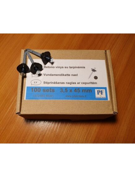 Ģeomembrānas stiprināšanas naglas ar cepurītēm; 100 gb