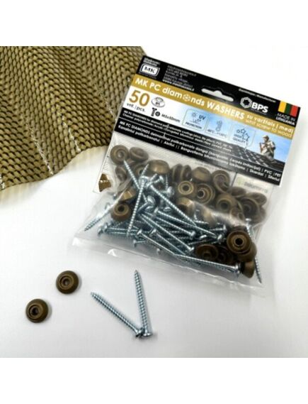 Саморезы крепежные по дереву с прокладкой (прозрачные) МК PC DIAMONDS 5х50мм, в упаковке 50 шт., изображение 3