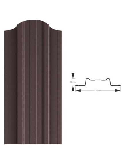 Profilēta metāla žoga štaketas EMKA PSx2 RAL8017 (glancēts poliesters brūns)
