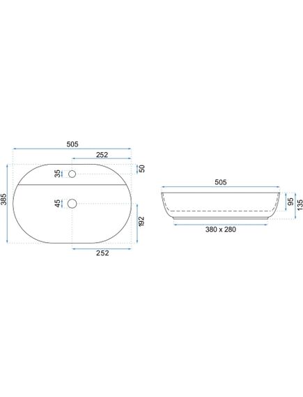 Rea Sanitary Umywalka Nablatowa REA Aura 51 White Matt, 5 image
