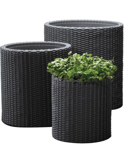 KETER S+M+L CYLINDER PLANTERS trīs puķu podu komplekts, antracīta pelēka, 2 image
