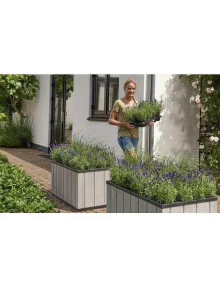 KETER Sequoia Duotech Medium puķu pods, pelēks